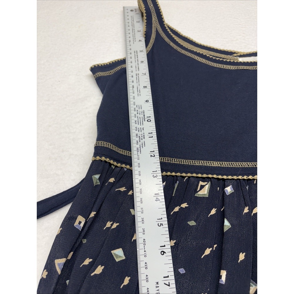 Vintage 90s Santa Fe Empire Waist Midi Dress Sz 4 Cotton Rayon Gold Geometric - Picture 9 of 12
